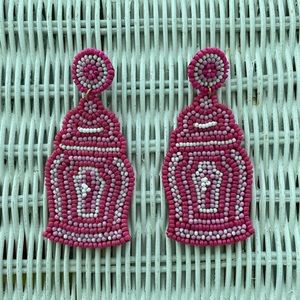 Lisi Lerch Ginger Jar Beaded Embellished Pink White Statement Earrings